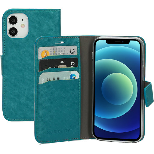 Saffiano Wallet Case Apple iPhone 12 Mini Turquoise