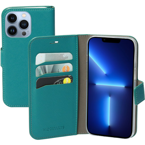 Saffiano Wallet Case Apple iPhone 13 Pro Turquoise