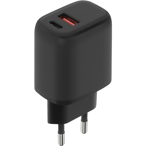 Wall Charger Dual USB-C/USB-A 20W Black (Bulk)