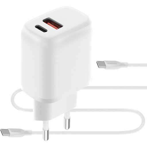 Wall Charger Dual USB-C/USB-A with USB-C to USB-C cable White