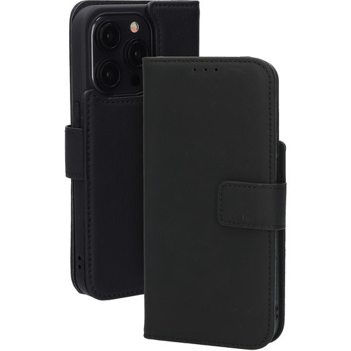 Leather Wallet Case Apple iPhone 15 Pro Black (MagSafe Compatible)