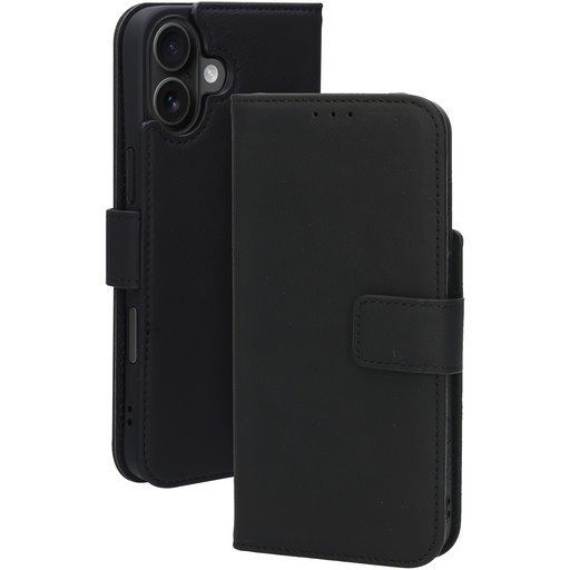 Leather Wallet Case Apple iPhone 16 Plus Black (MagSafe Compatible)
