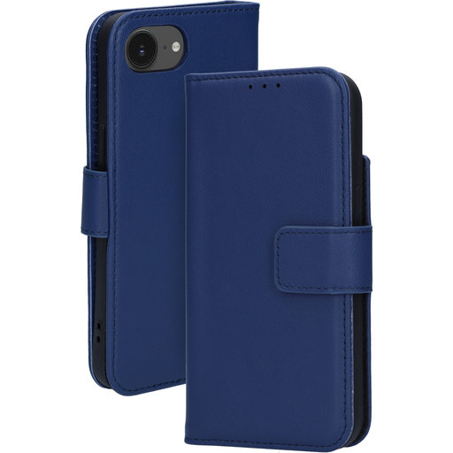 Leather Wallet Case Apple iPhone 16e Blue (MagSafe Compatible)