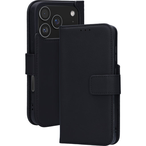 Leather Wallet Case Apple iPhone 17 Pro Black (MagSafe Compatible)