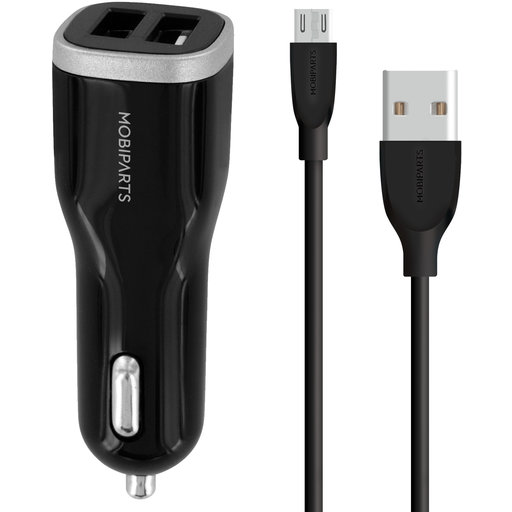 Car Charger Dual USB 24W/4.8A + Micro USB Cable Black
