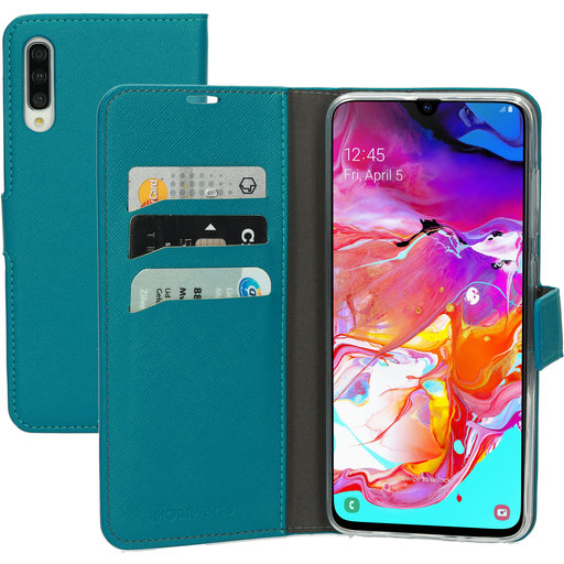Saffiano Wallet Case Samsung Galaxy A70 Turquoise