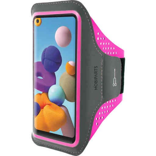 Mobiparts Comfort Fit Sport Armband Samsung Galaxy A21s (2020) Neon Pink