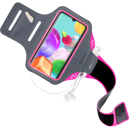 Mobiparts Comfort Fit Sport Armband Samsung Galaxy A41 (2020) Neon Pink