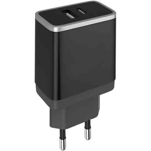 Mobiparts Wall Charger USB-A/USB-C 12W/2.4A + USB-C to Lightning Cable Black