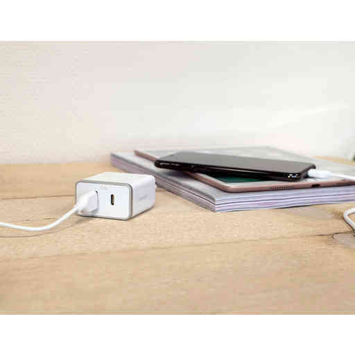 Mobiparts Wall Charger USB-A/USB-C 12W/2.4A + Lightning to USB-C Cable White