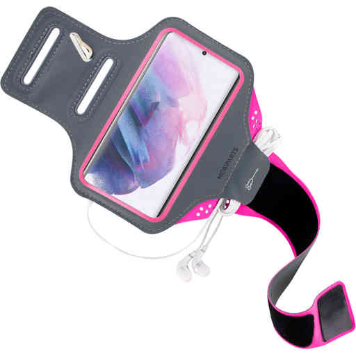 Mobiparts Comfort Fit Sport Armband Samsung Galaxy S21 Neon Pink