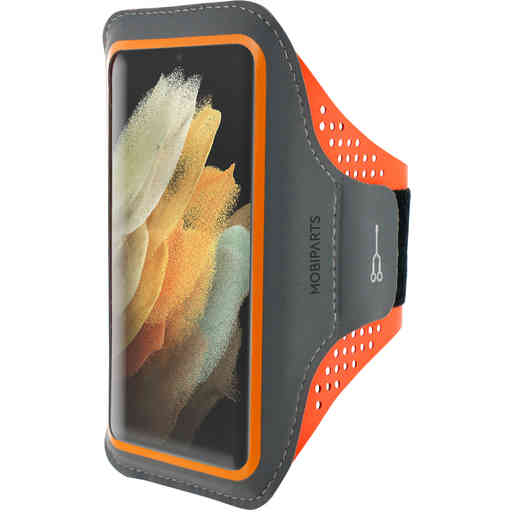 Mobiparts Comfort Fit Sport Armband Samsung Galaxy S21 Ultra Neon Orange