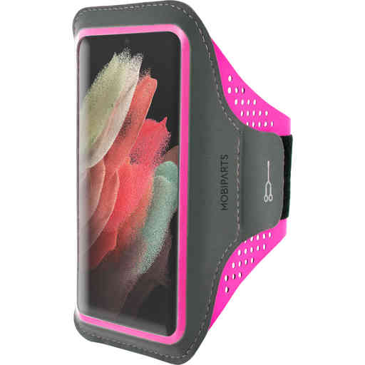Mobiparts Comfort Fit Sport Armband Samsung Galaxy S21 Ultra Neon Pink