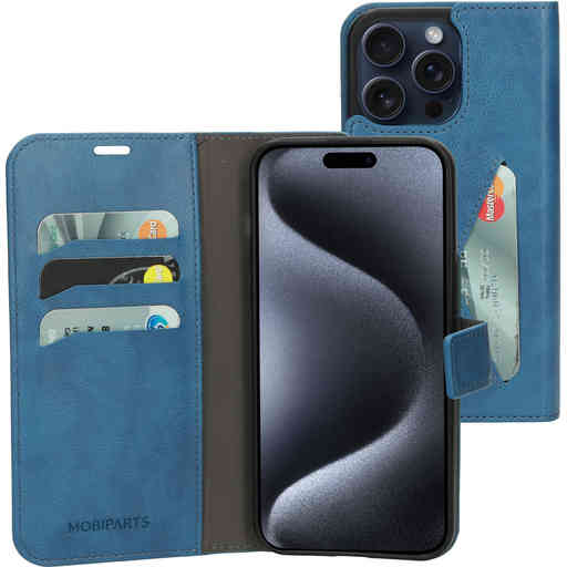 Mobiparts Classic Wallet Case Apple iPhone 15 Pro Max Steel Blue