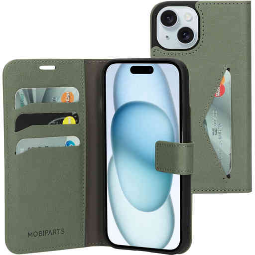 Mobiparts Classic Wallet Case Apple iPhone 15 Stone Green