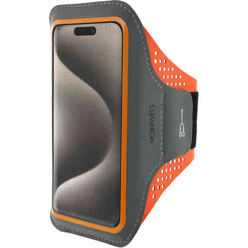 Mobiparts Comfort Fit Sport Armband Apple iPhone 15 Pro Neon Orange