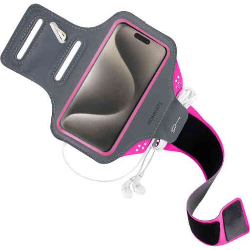 Mobiparts Comfort Fit Sport Armband Apple iPhone 15 Pro Neon Pink