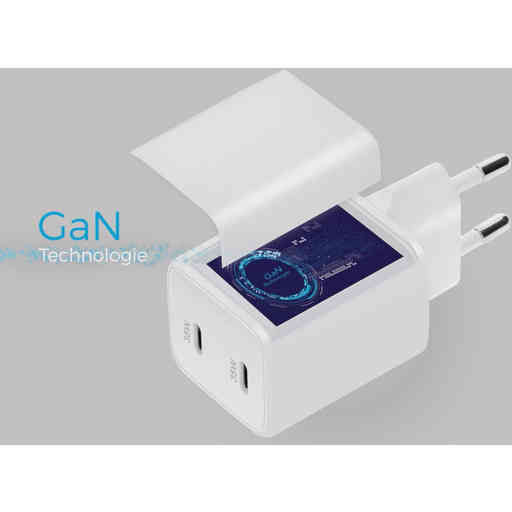 Mobiparts GaN Wall Charger Dual USB-C 35W White (with PD)