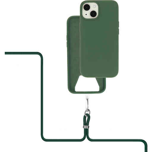 Mobiparts Siliconen hoesje met koord voor de Apple iPhone 14 Groen