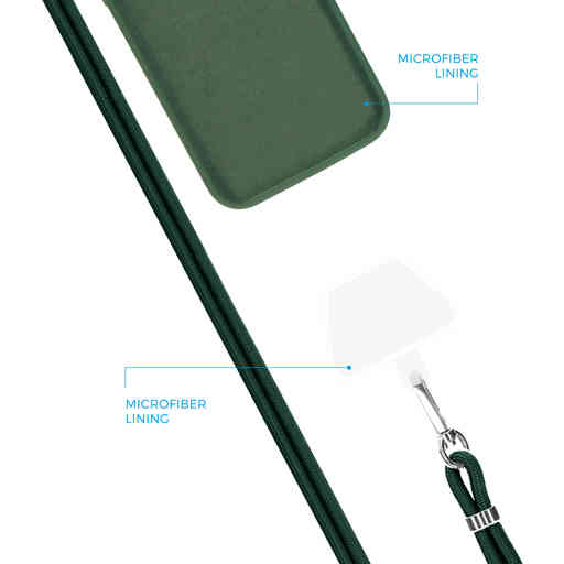 Mobiparts Siliconen hoesje met koord voor de Apple iPhone 14 Groen