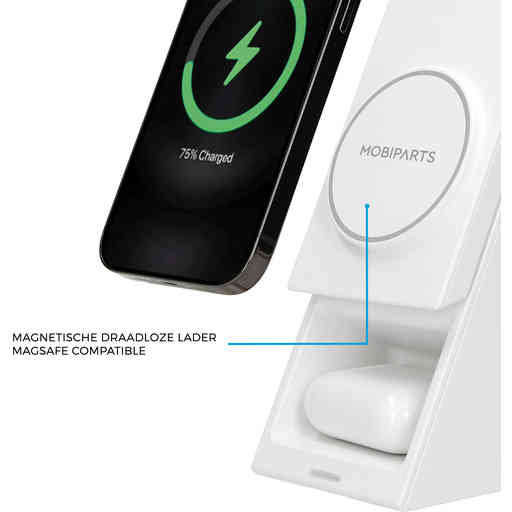 Mobiparts Wireless 3 in 1 Charger 15W Triangle White