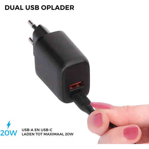 Mobiparts Wall Charger Dual USB-C/USB-A with USB-C to USB-C cable Black
