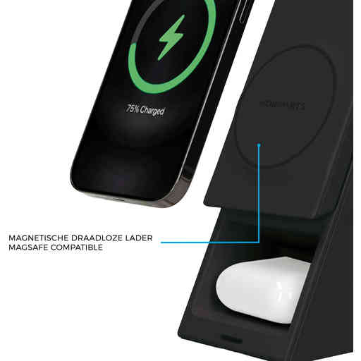 Mobiparts Wireless 3 in 1 Charger 15W Triangle Black