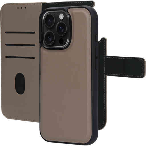 Mobiparts Leather 2 in 1 Wallet Case Apple iPhone 16 Pro Taupe