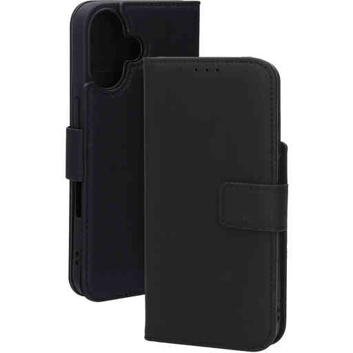 Mobiparts Leather Wallet Case Apple iPhone 16 Black (MagSafe Compatible)