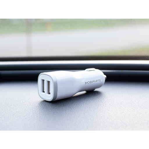 Mobiparts Car Charger Dual USB 12W/2.4A White