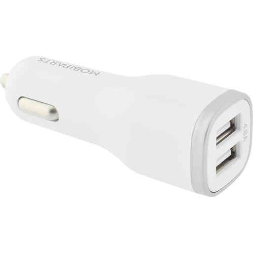 Mobiparts Car Charger Dual USB 24W/4.8A + Micro USB Cable White