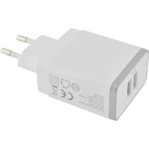 Mobiparts Wall Charger Dual USB 2.4A + Micro USB Cable White