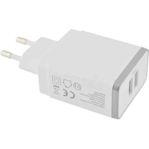Mobiparts Wall Charger Dual USB 24W/4.8A + Micro USB Cable White