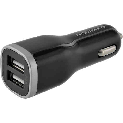 Mobiparts Car Charger Dual USB 12W/2.4A + Lightning Cable Black