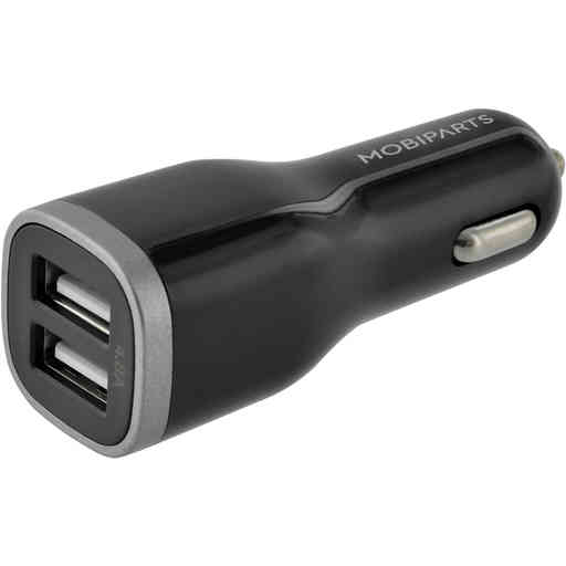 Mobiparts Car Charger Dual USB 24W/4.8A + Lightning Cable Black