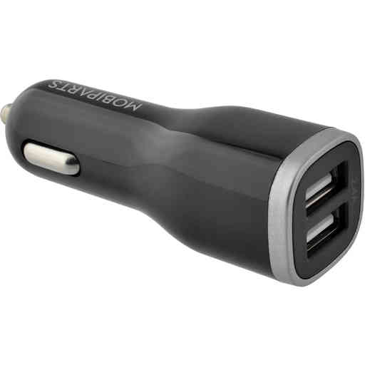 Mobiparts Car Charger Dual USB 12W/2.4A + USB-C Cable Black