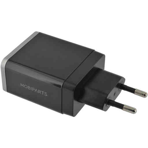 Mobiparts Wall Charger Dual USB 12W/2.4A + USB-C Cable Black