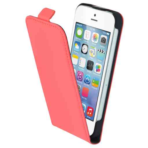 Mobiparts Premium Flip Case Apple iPhone 5/5S/SE Peach Pink