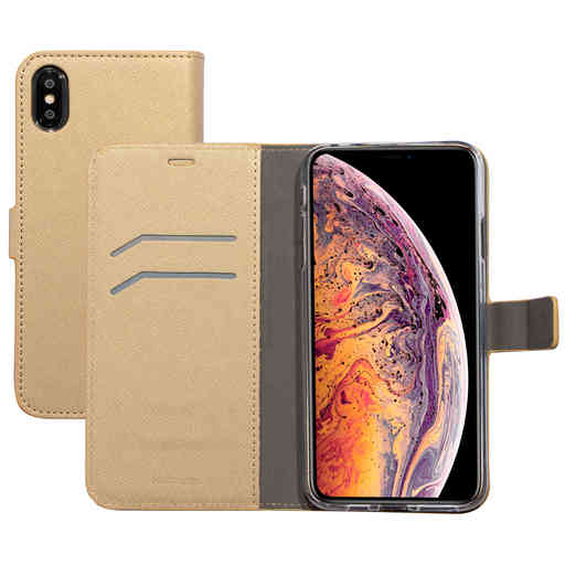 Mobiparts Saffiano Wallet Case Apple iPhone XS Max Gold