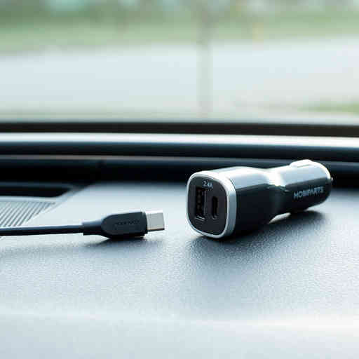 Mobiparts Car Charger Dual USB-A en USB-C 12W/2.4A Black